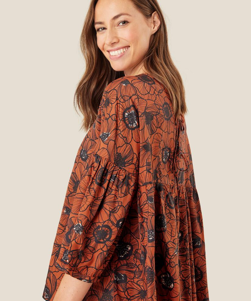blouse en viscose fleurie avec liens au dos, Picante
