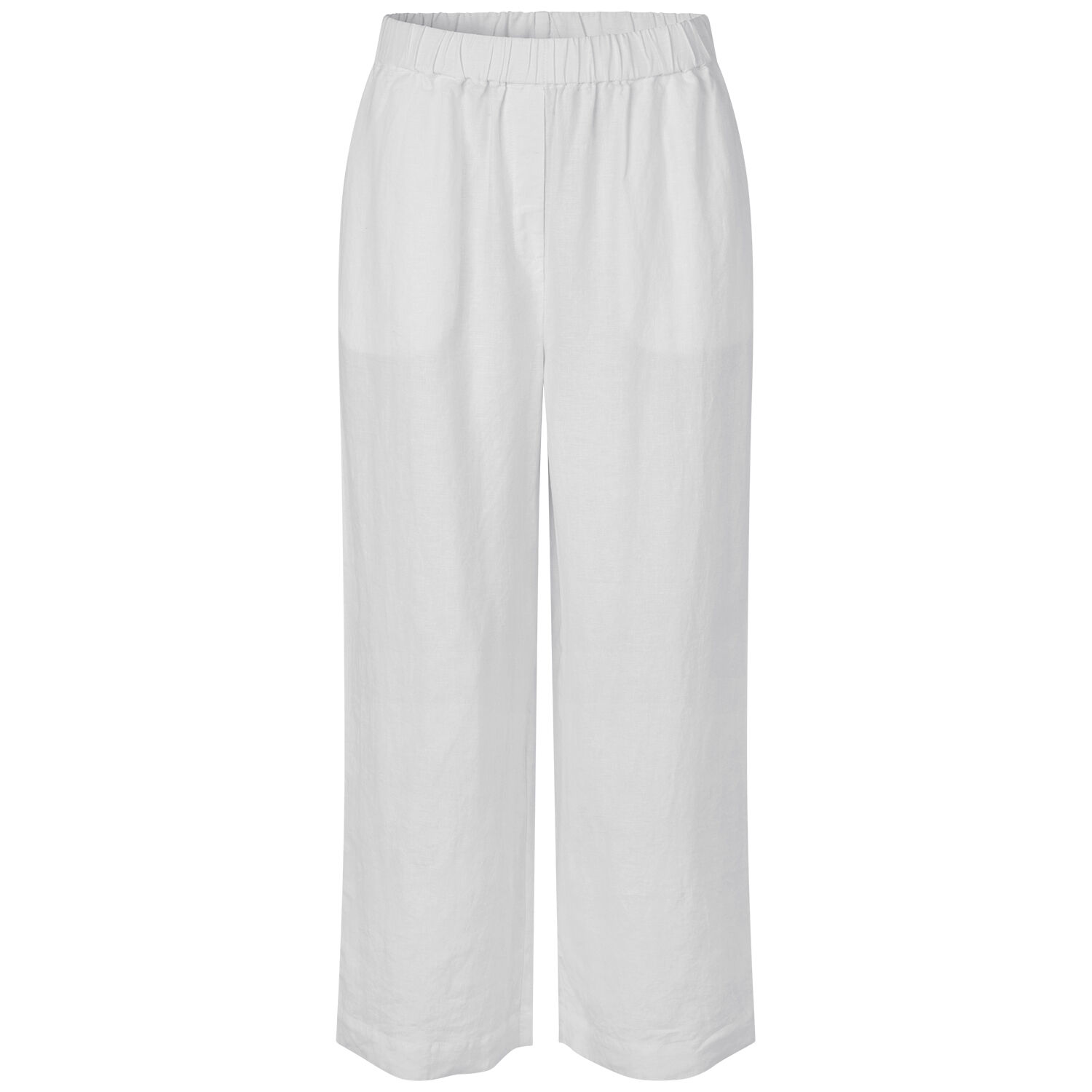 pantalon en lin &agrave; jambes larges et taille &eacute;lastique, White
