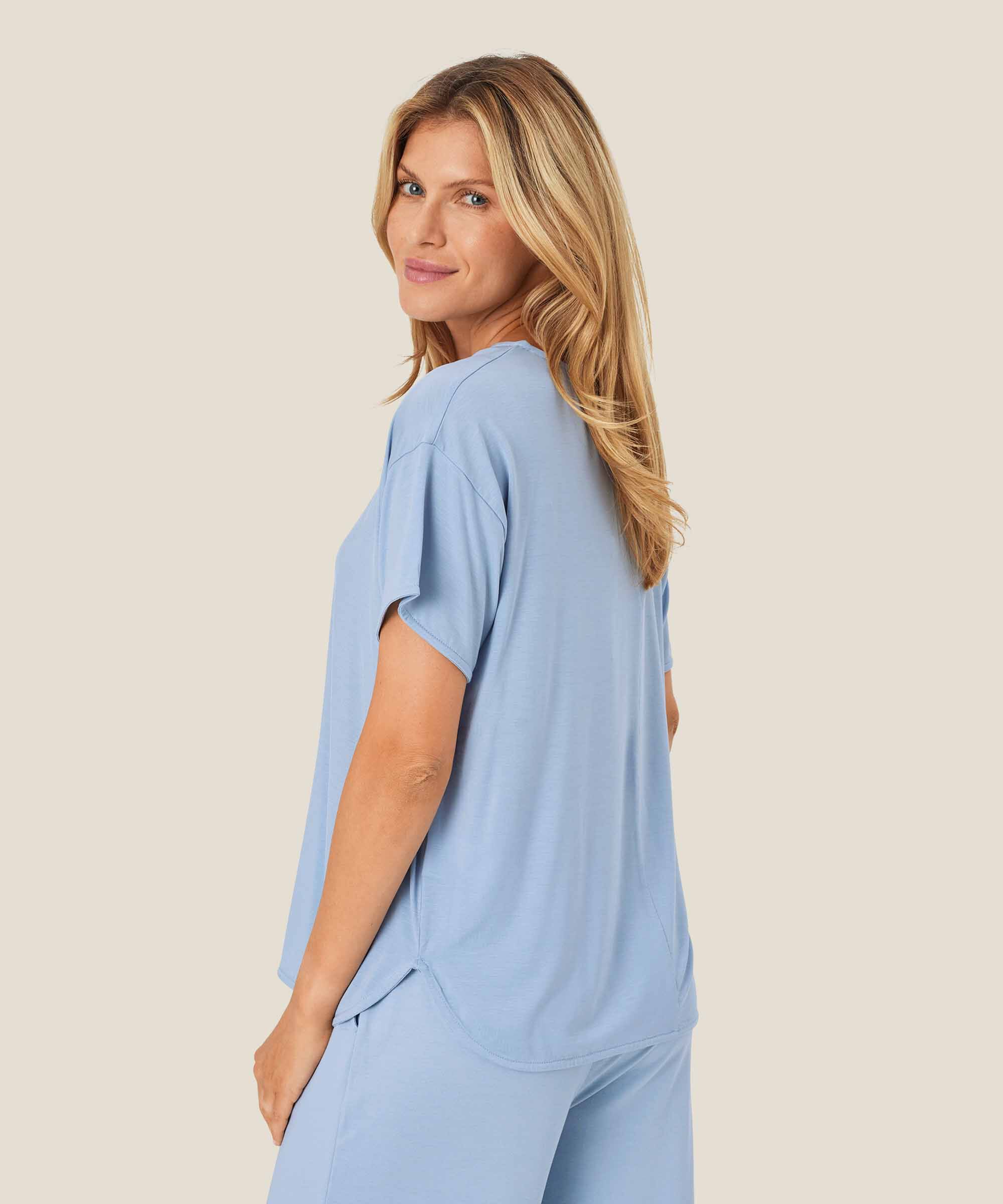 t-shirt fin en lyocell, Blue Fog