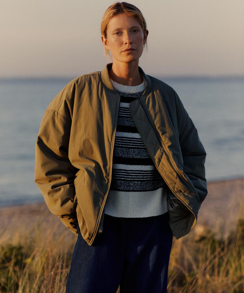 bomber avec poches fendues, Vetiver