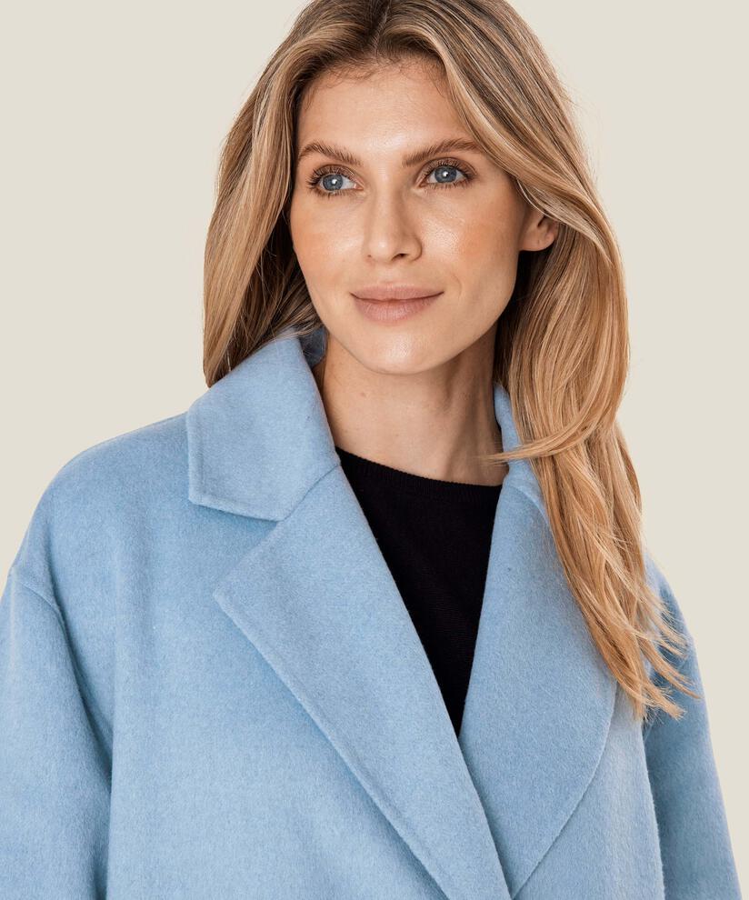 manteau long en laine avec liens, Ashley Blue