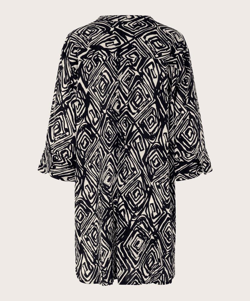 robe chemise imprimée en viscose avec fente latérale, Black