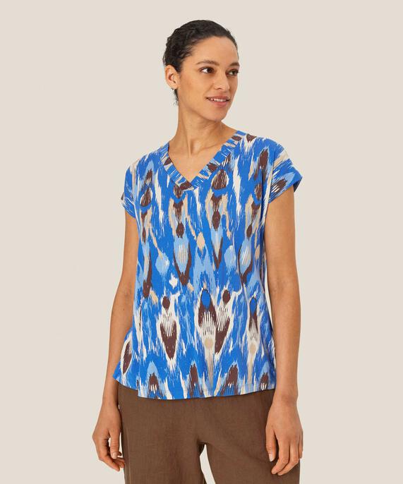 T-shirt Imprimé À Col En V, Nebulas Blue