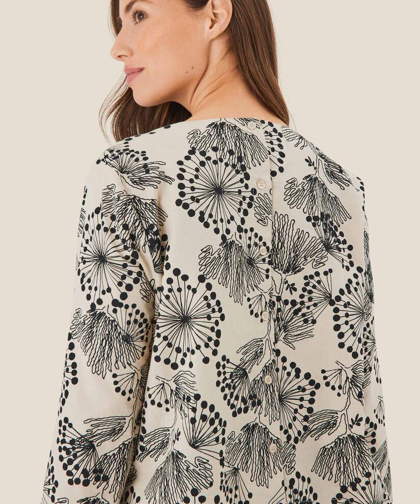 blouse col rond en coton mélangé, Fog