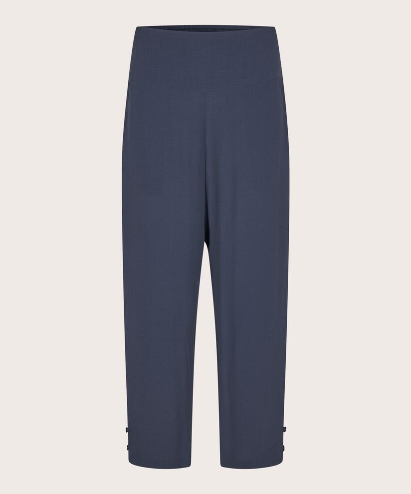 Pantalon En Viscose Avec Large Élastique Smocké Au Dos Et Détail Boutonné, Mood Indigo