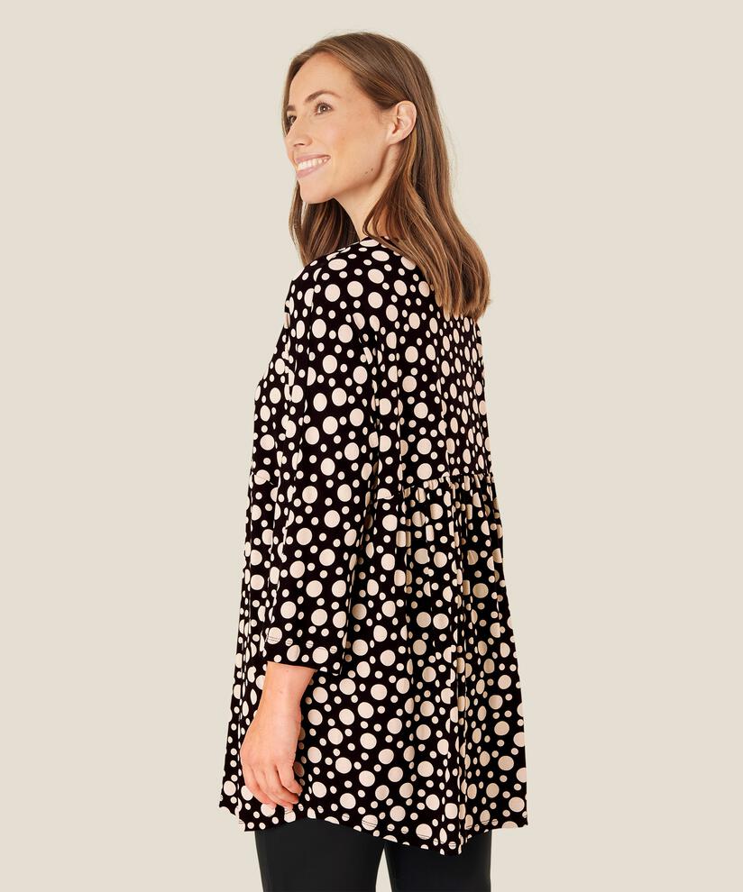 Tunique Imprimée À Manches Longues, Black