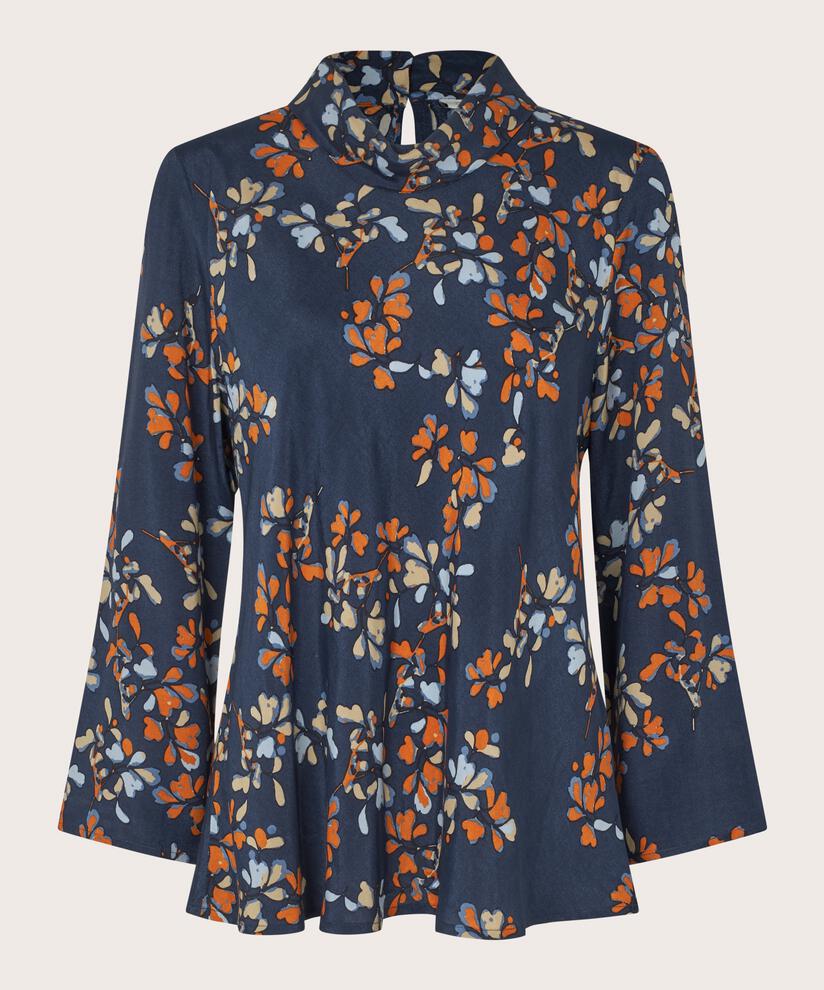 top en viscose fleuri à col montant, Autumnal
