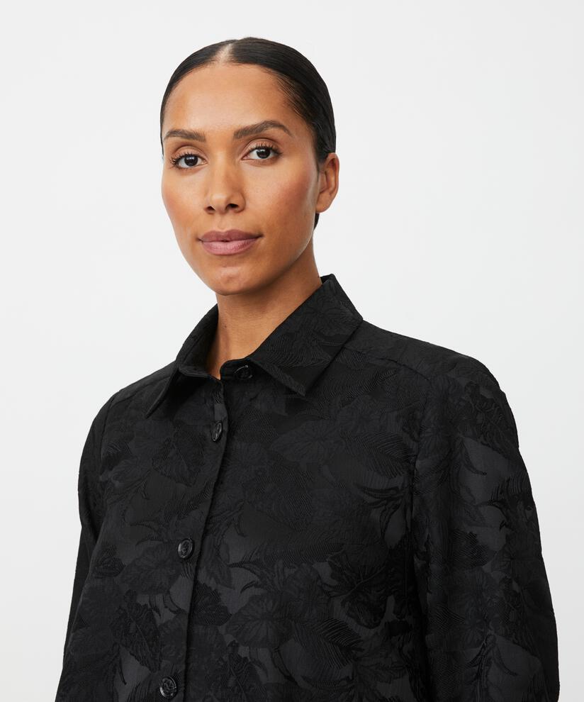 veste chemise à imprimé floral tissé, Black