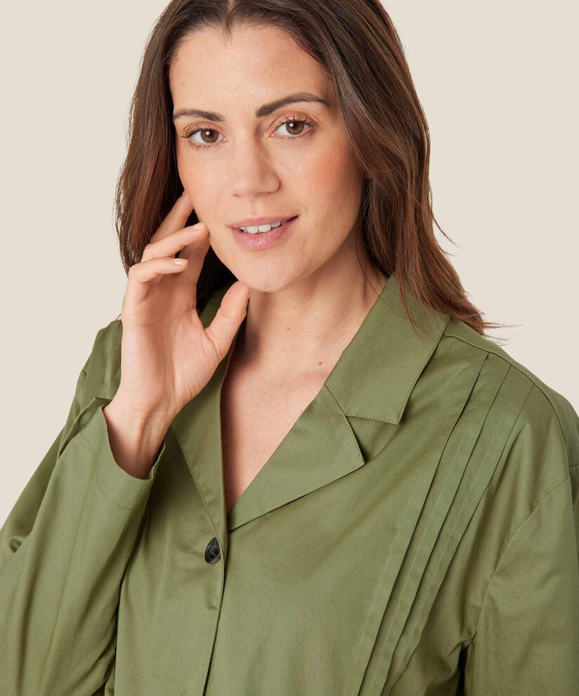 veste chemise en coton avec drapés, Loden Green
