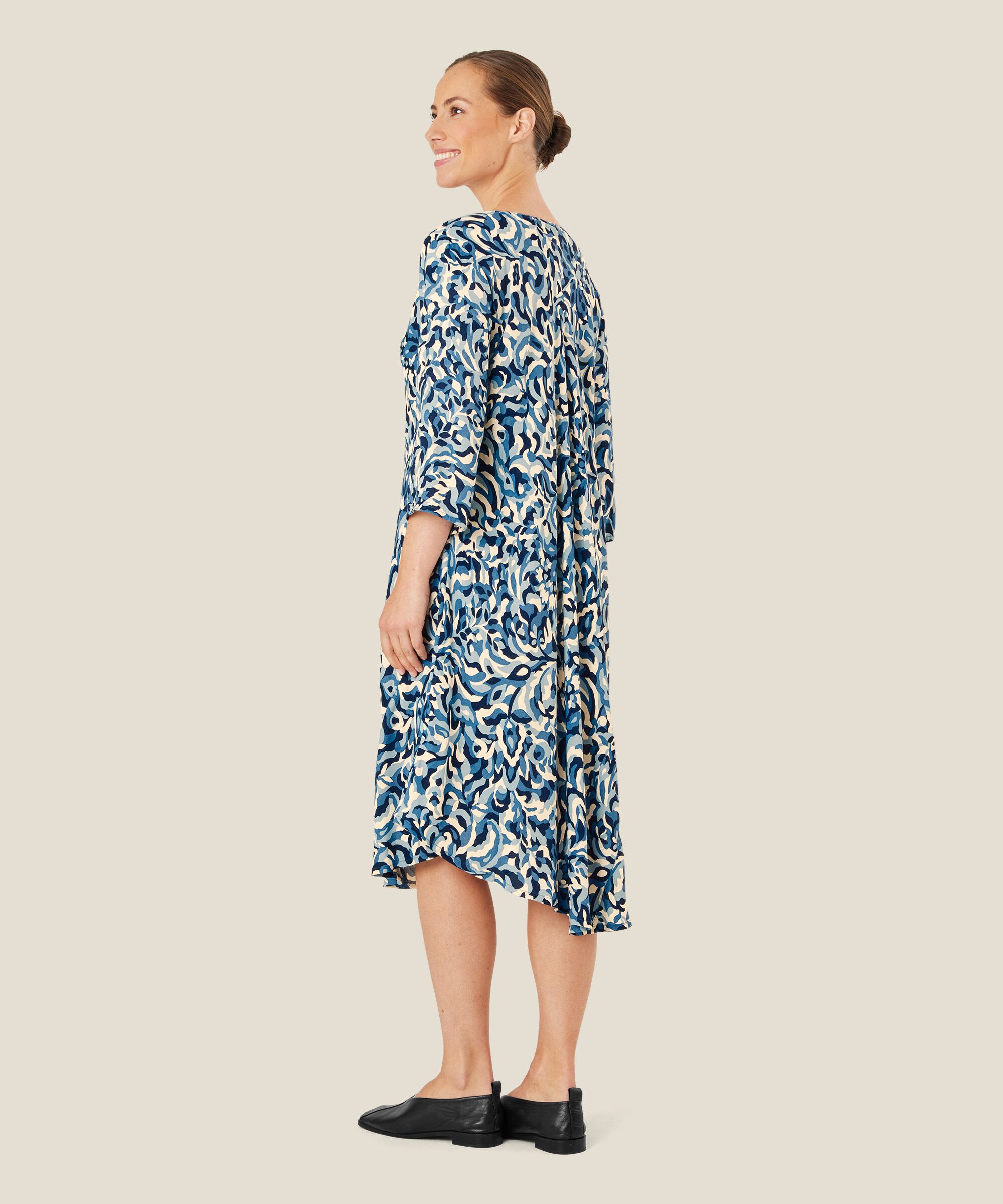 robe à motifs avec manches trois-quarts, Ashley Blue