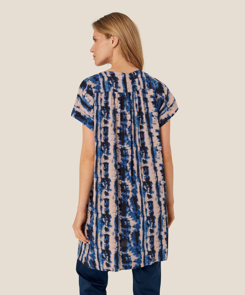 tunique en viscose imprimée avec drapés au dos, Navy Peony