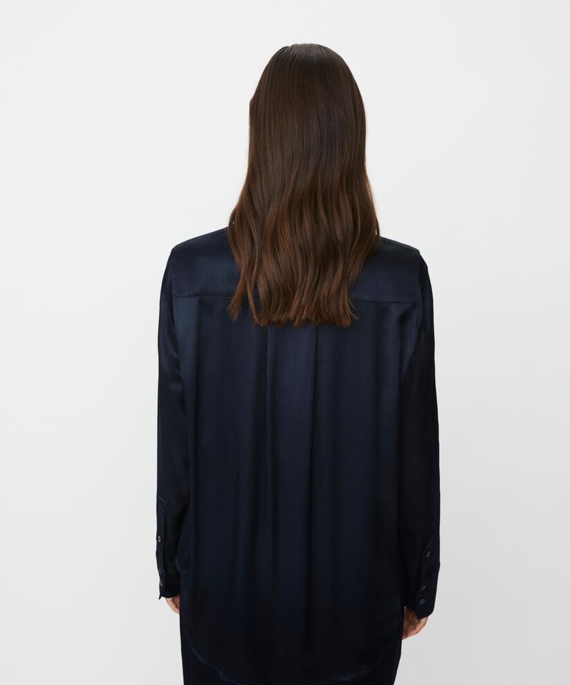 chemise en viscose brillante avec surface côtelée, Navy Blazer
