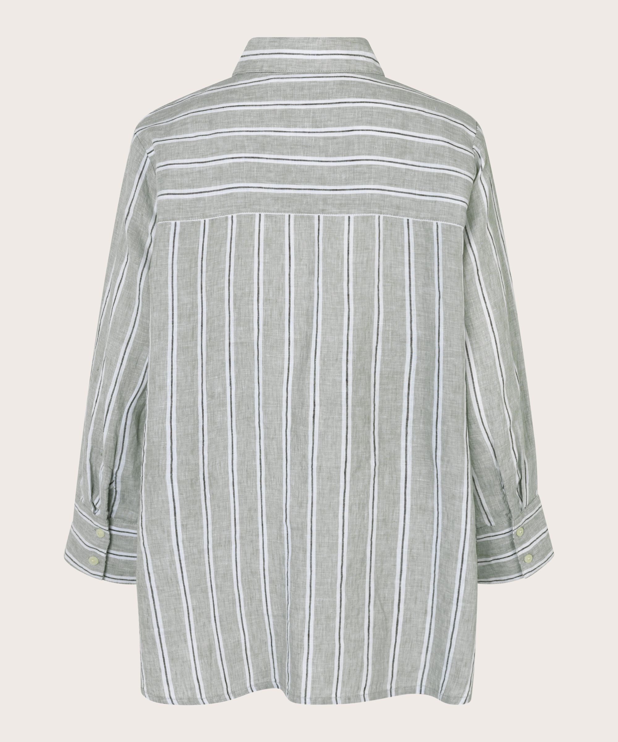 chemise en lin rayé avec fente latérale, Bog