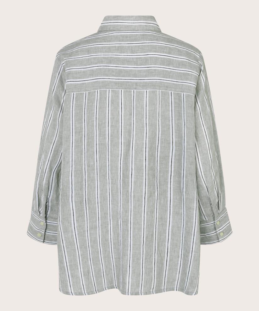 chemise en lin rayé avec fente latérale, Bog