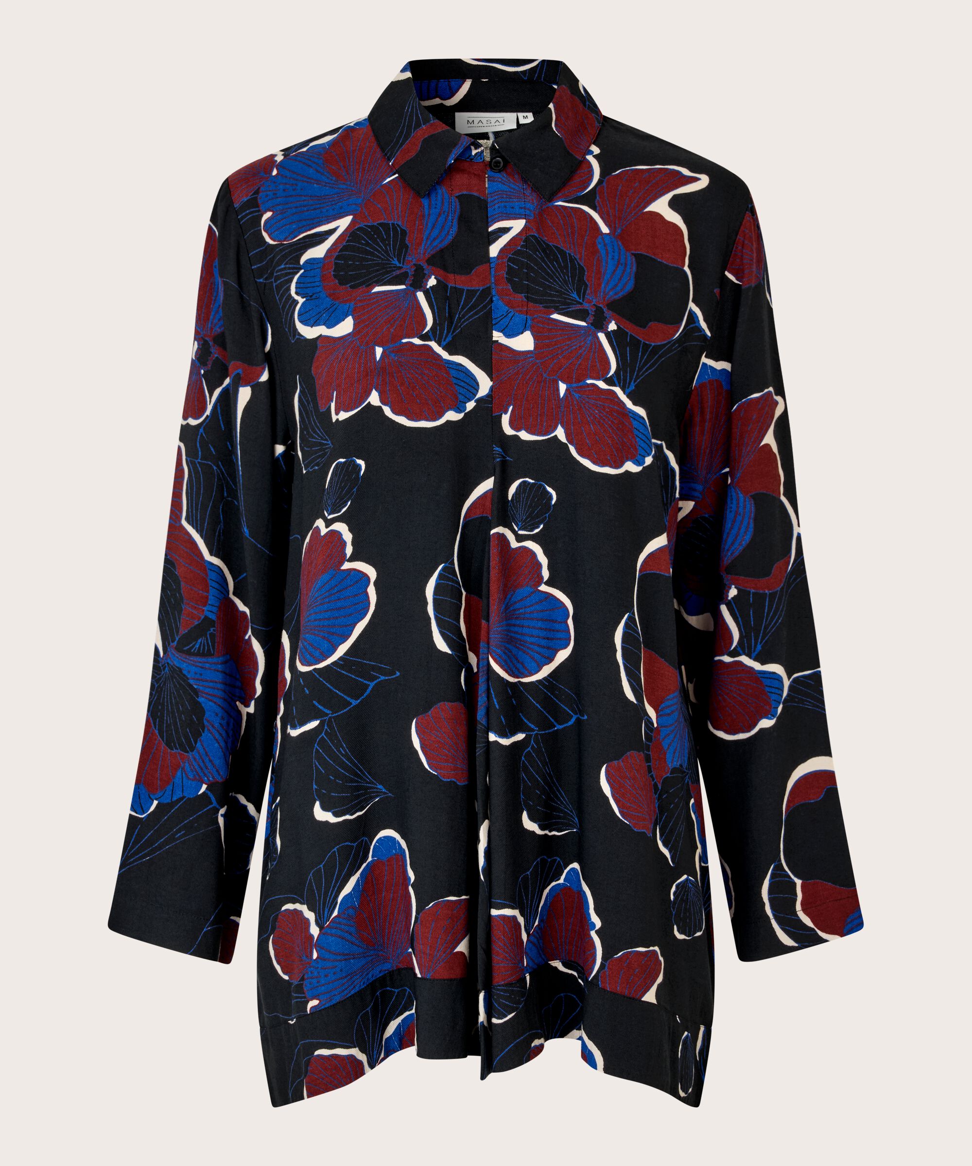 tunique en viscose fleurie avec détail boutonné au niveau du cou, Tawny Port