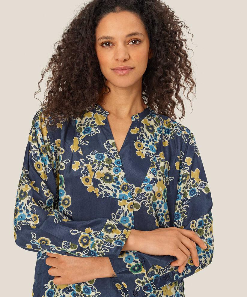 tunique fleurie en viscose avec col en V, Mood Indigo