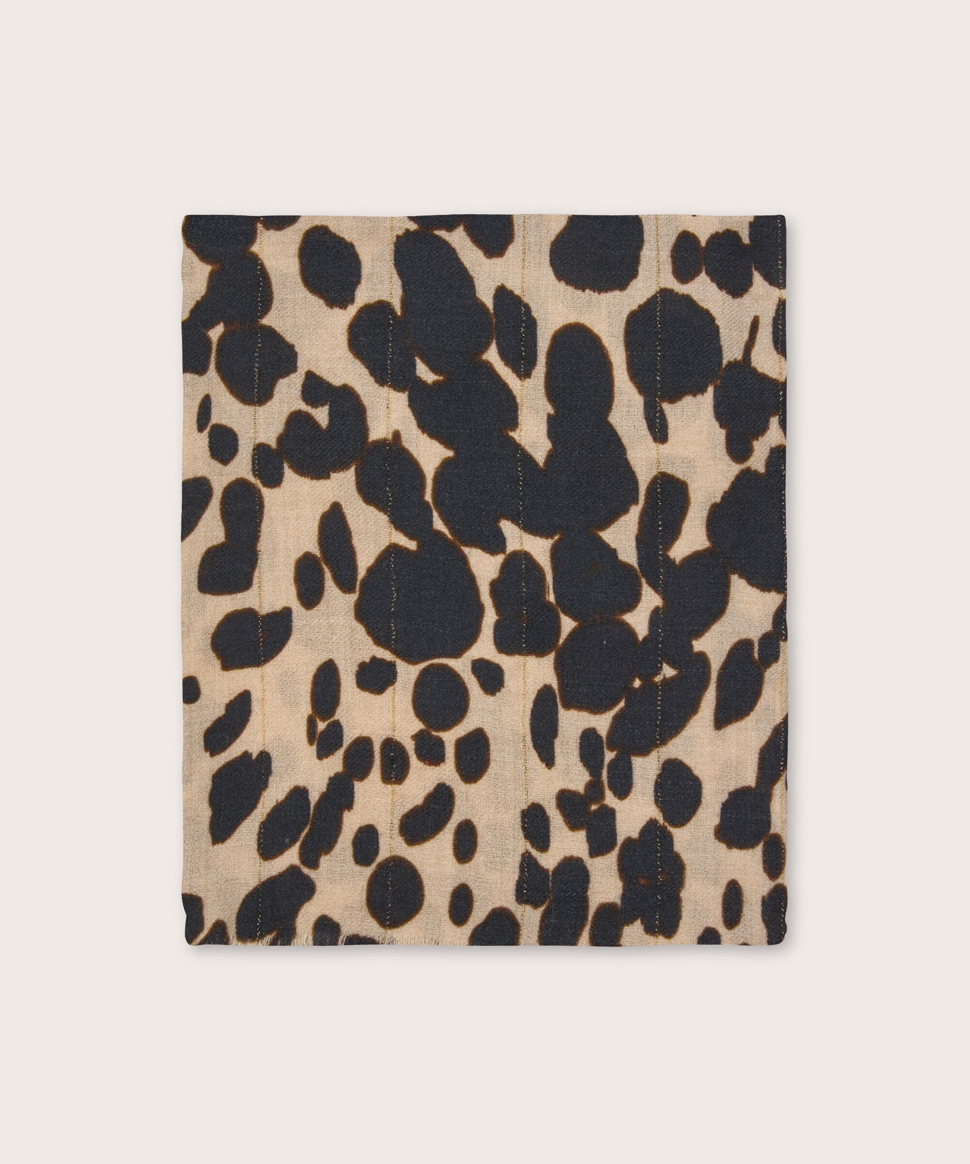 écharpe en laine à imprimé léopard avec fil pailleté, Oxford Tan