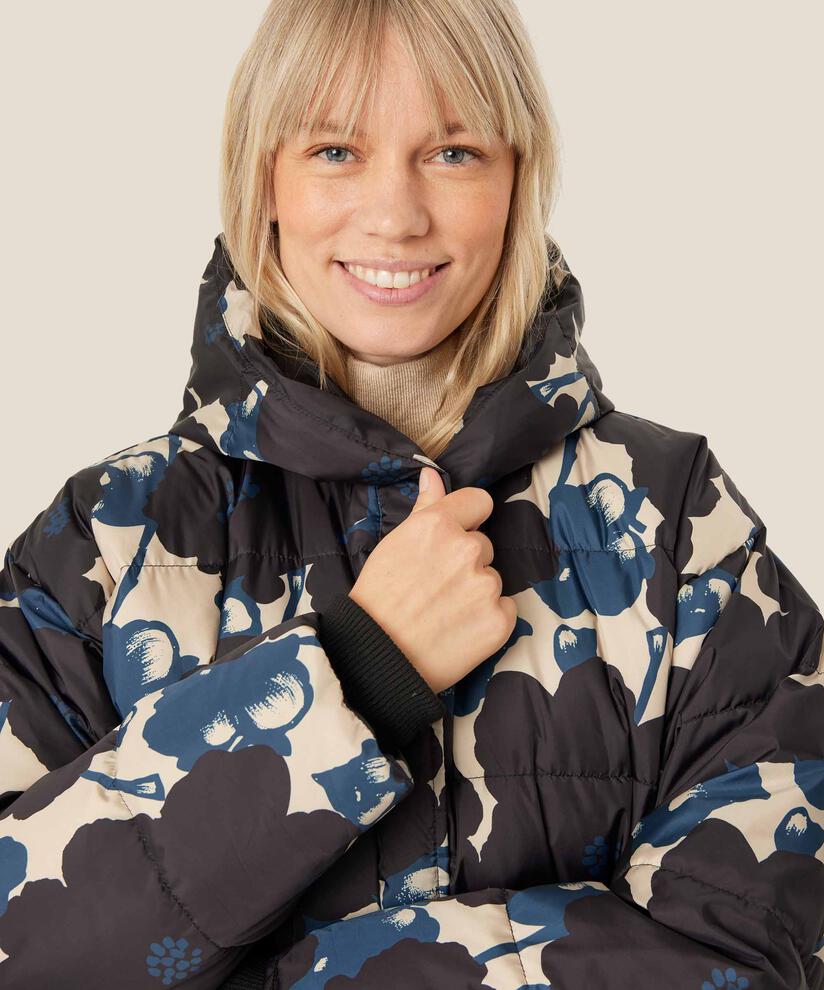 manteau en duvet à fleurs avec capuche, Moonlit Ocean
