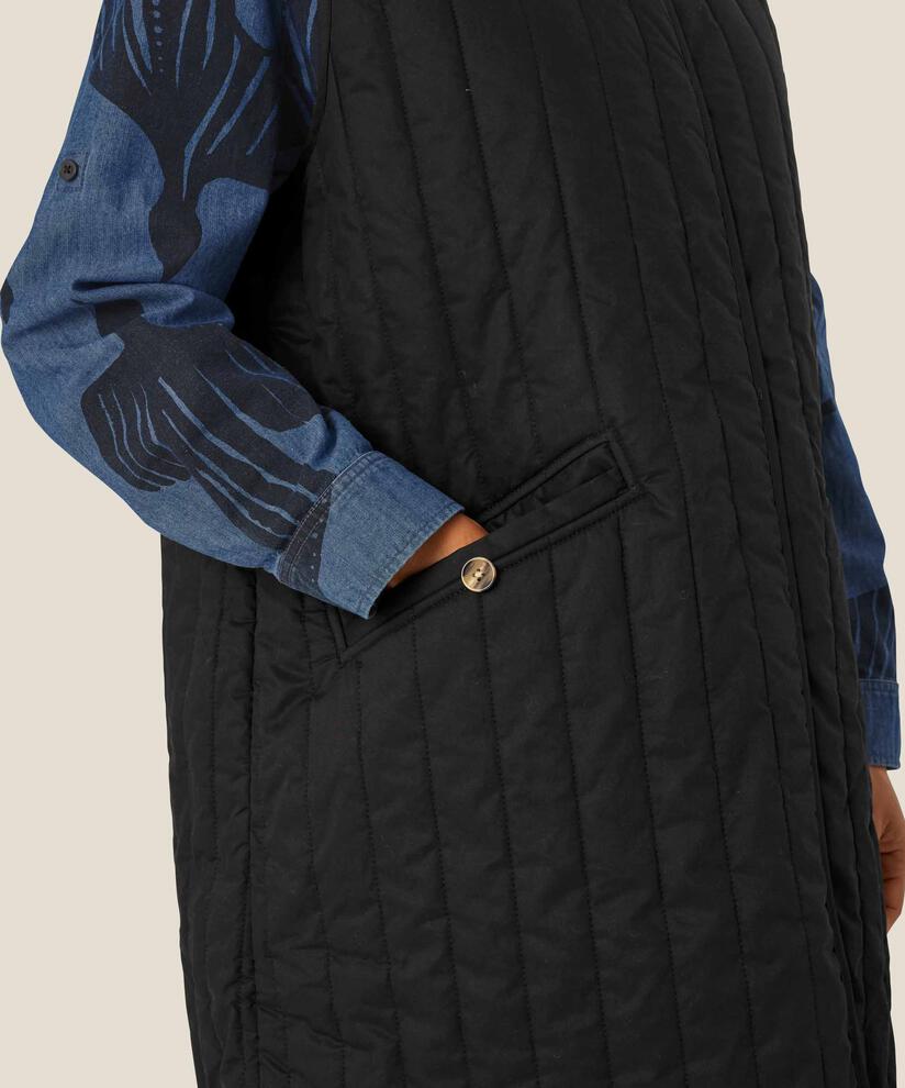 gilet matelassé à col rond, Black