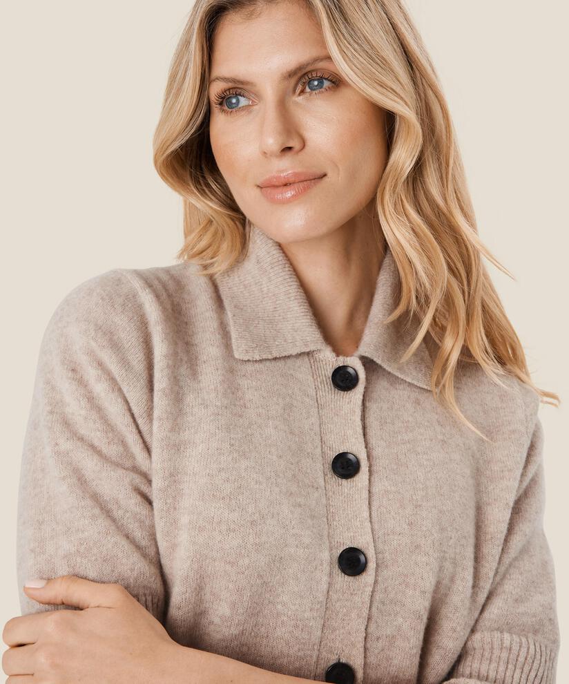 cardigan à manches courtes en laine, L beige mel