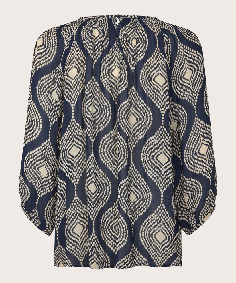 blouse en viscose avec détail smocké dans le cou, Mood Indigo