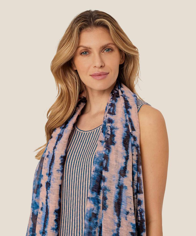 écharpe à motif batik en mélange de coton, Navy Peony