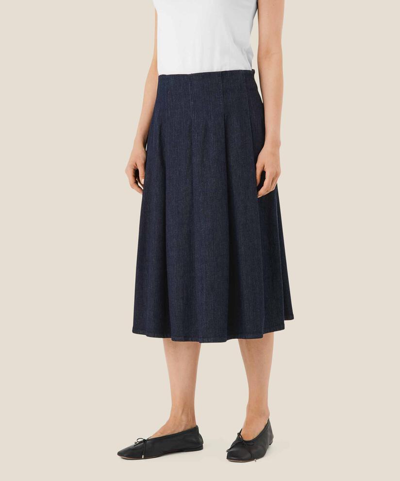 jupe en jean à plis, Dark Denim