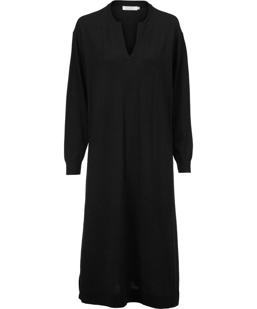 robe en maille avec col roulé et fentes, Black