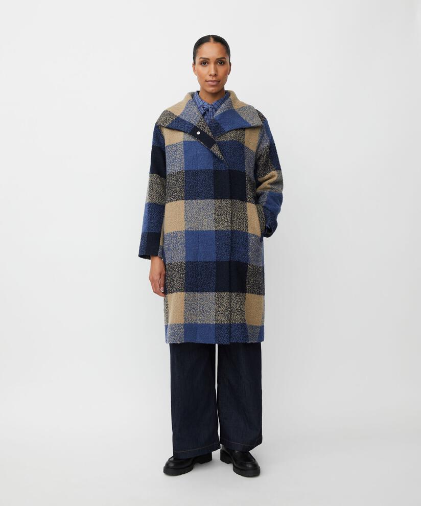 manteau en laine mélangée avec doublure thermique, Navy Blazer
