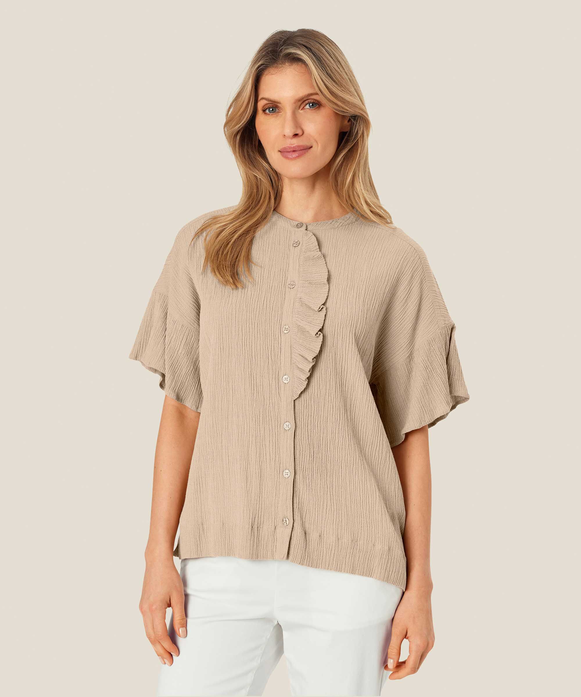 chemise en coton mélangé à manches courtes, Safari