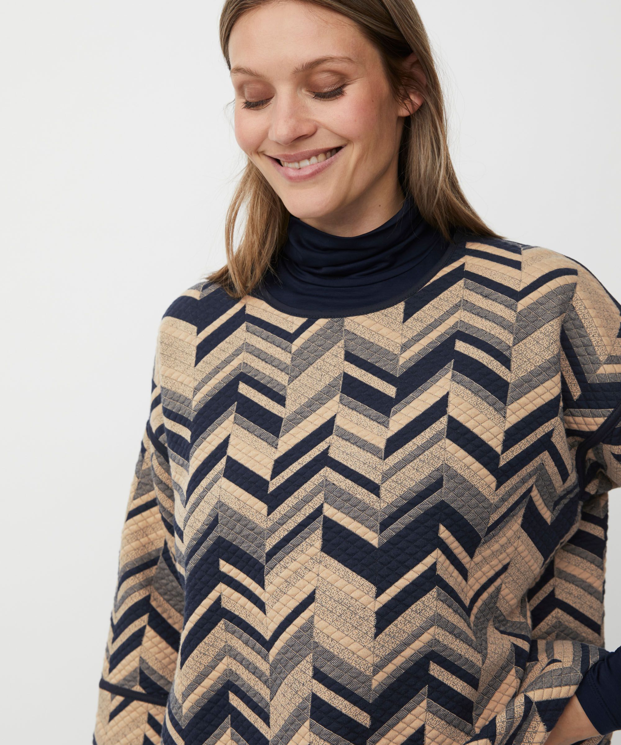 Blouse À Manches 3/4 En Jersey Structuré, Travertine