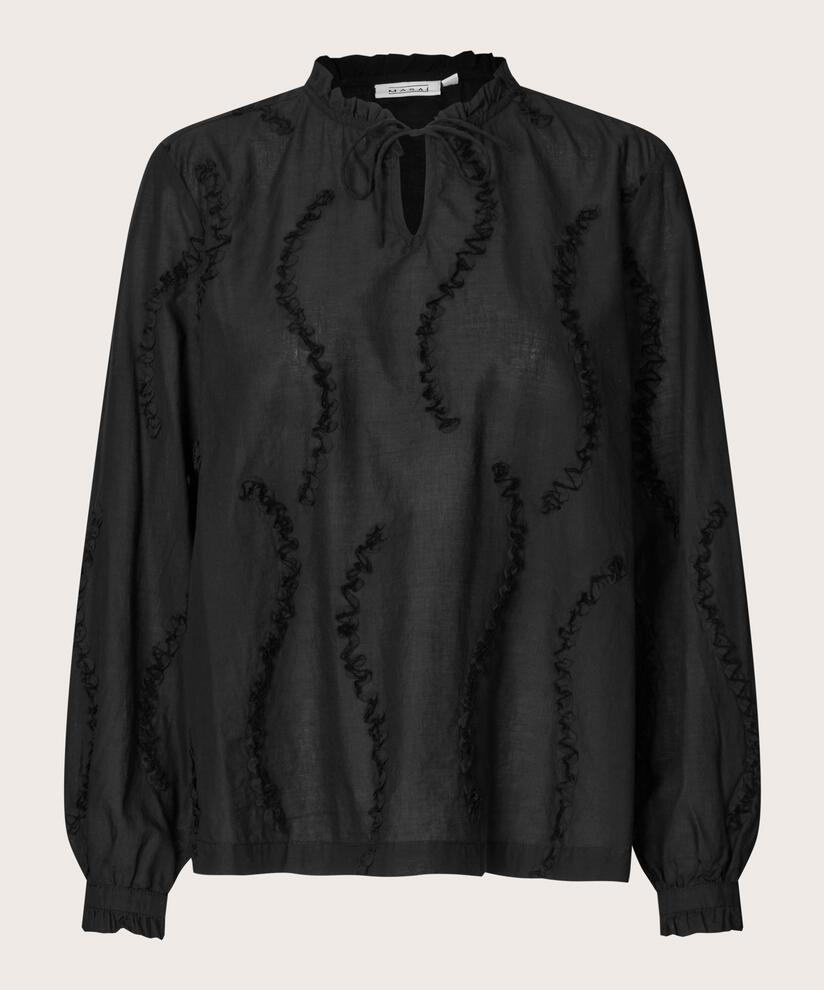 top en coton avec applications et liens, Black