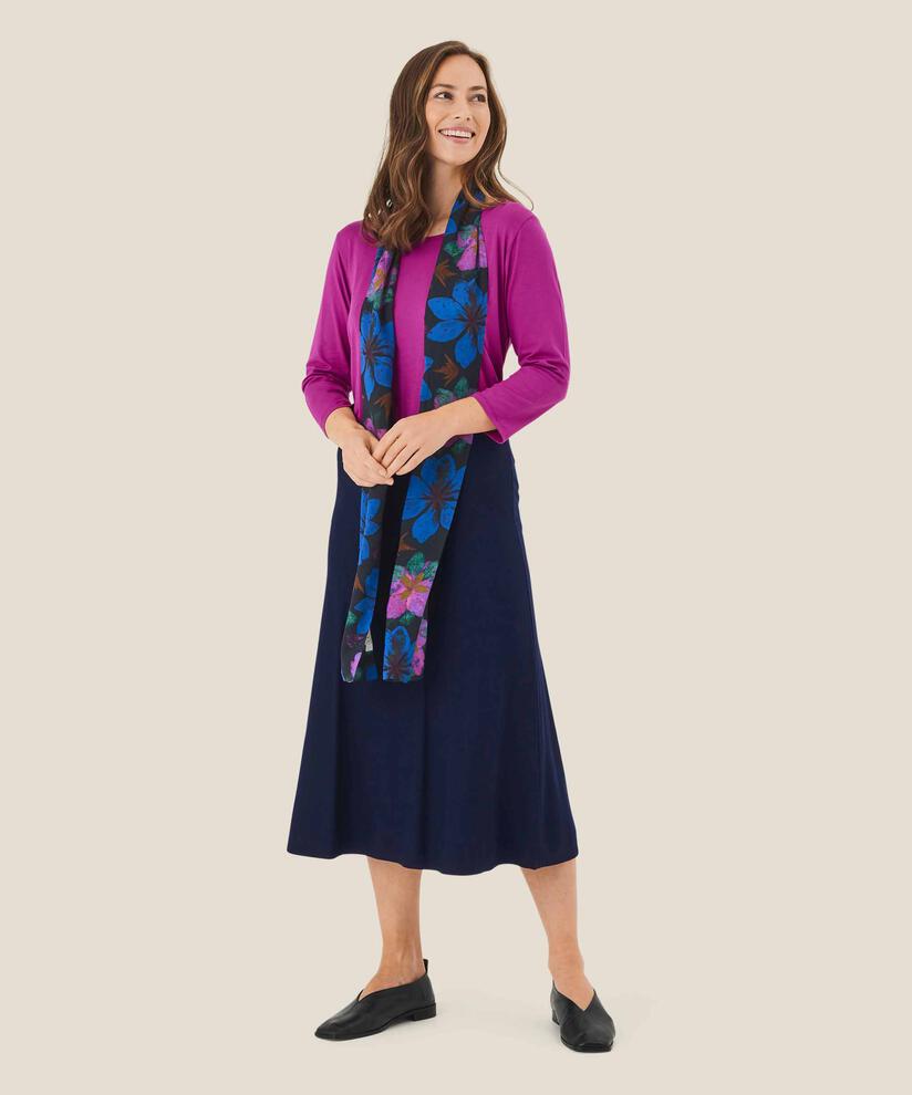 jupe en maille à taille élastique, Navy