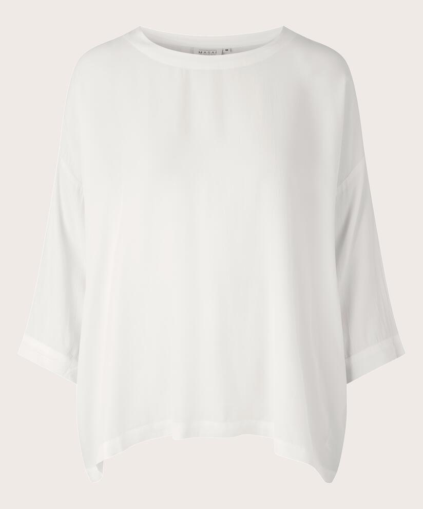 Blouse En Viscose À Manches 3/4, Cream