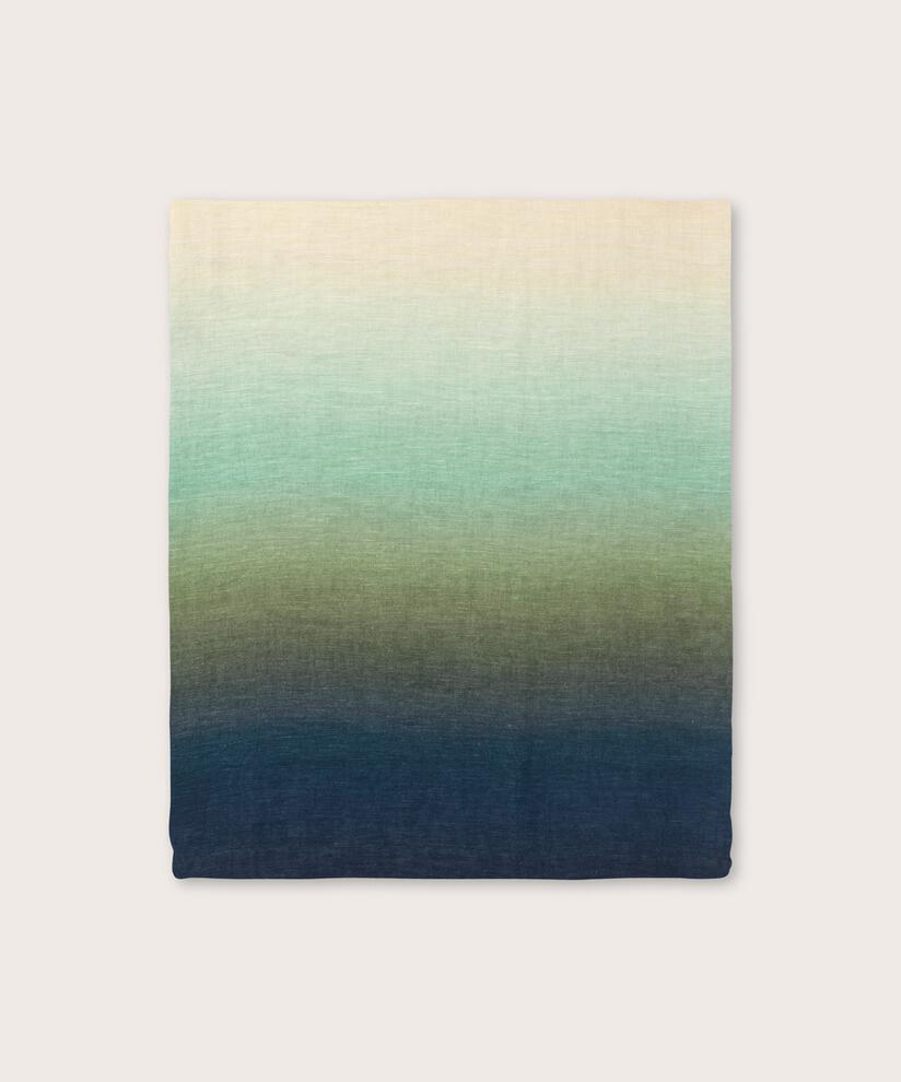 écharpe en mélange de lin à motifs, P. Turquoise