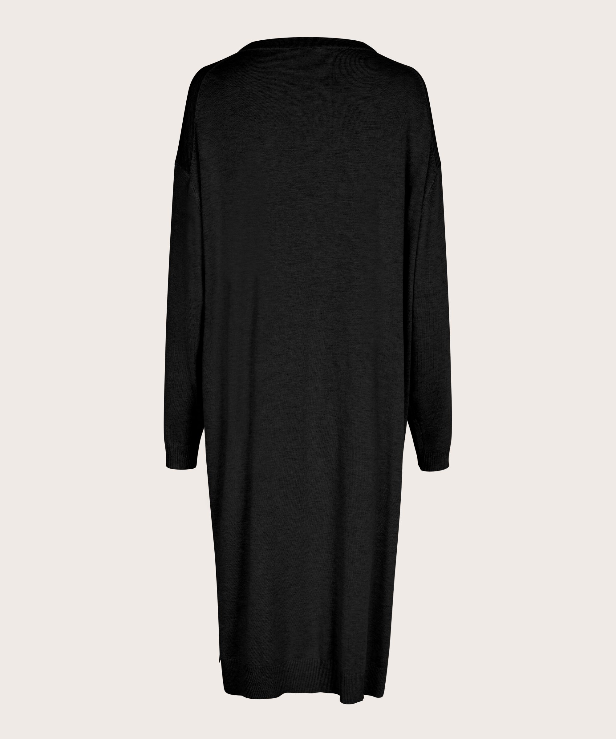 robe en maille douce avec fentes latérales, Black