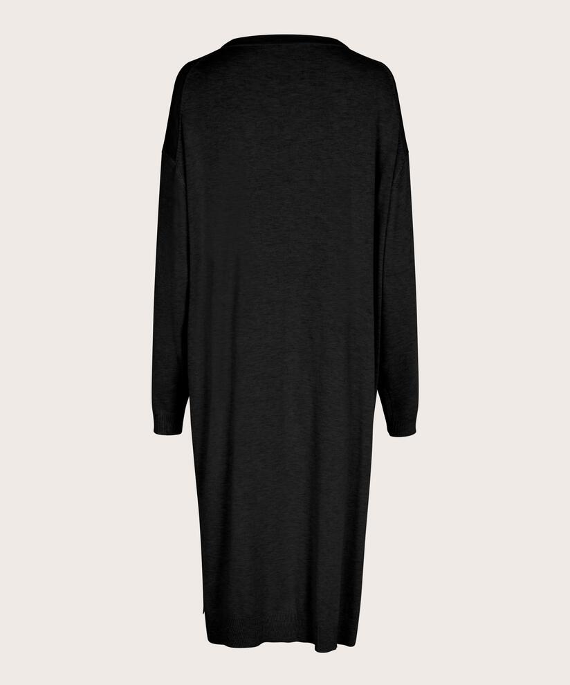robe en maille douce avec fentes latérales, Black