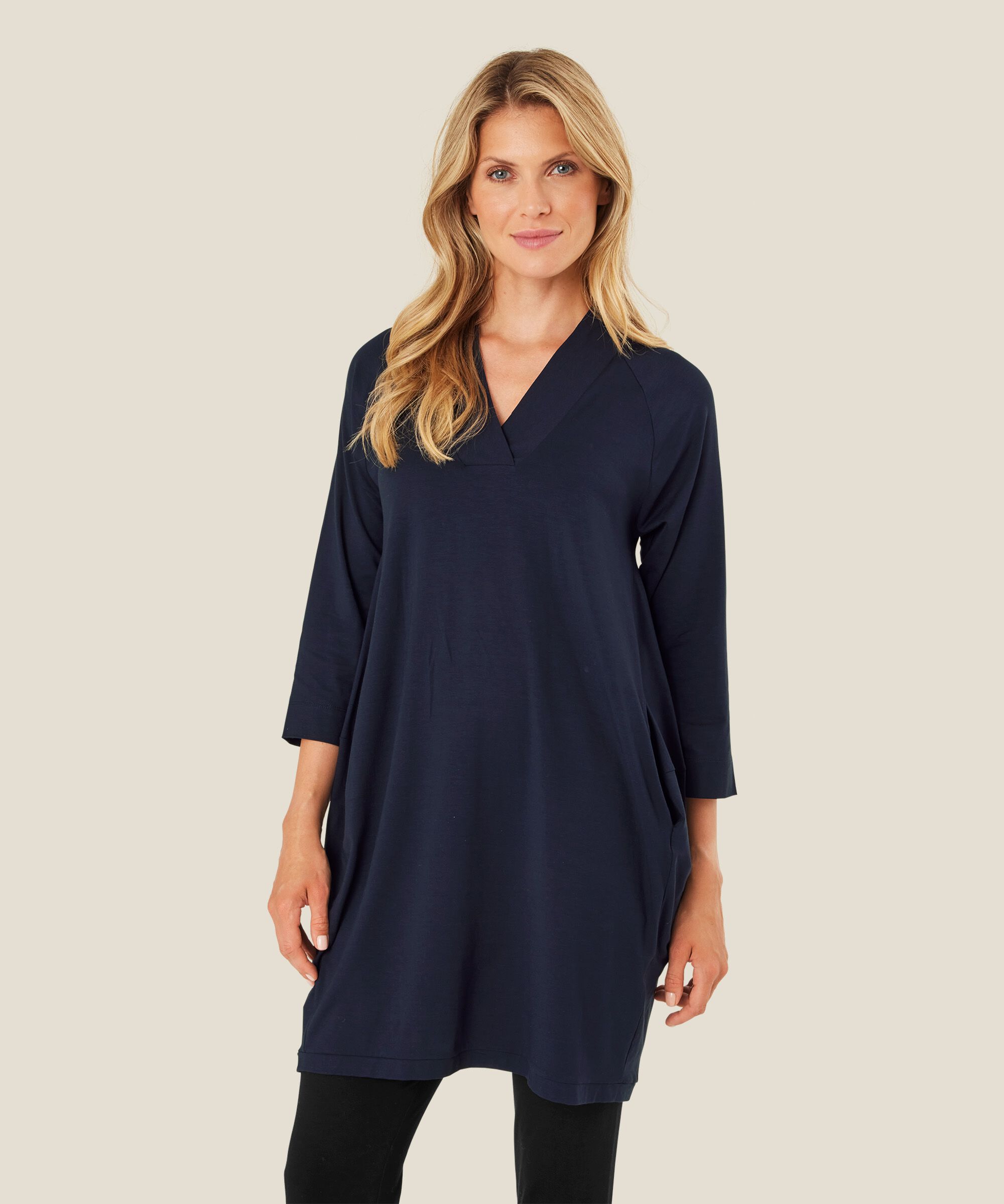Tunique En Jersey À Manches 3/4, Navy