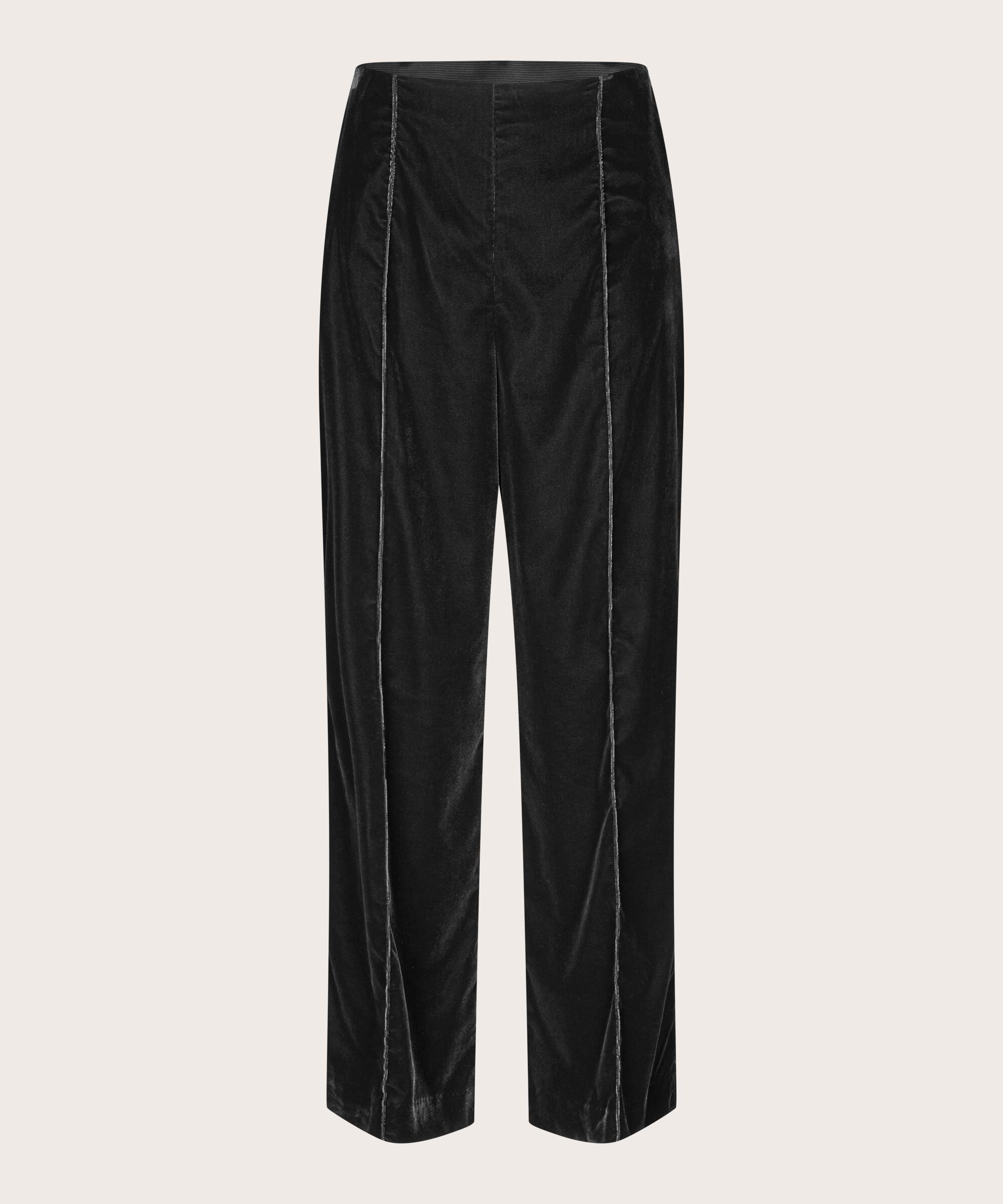 pantalon en velours avec taille élastique, Black
