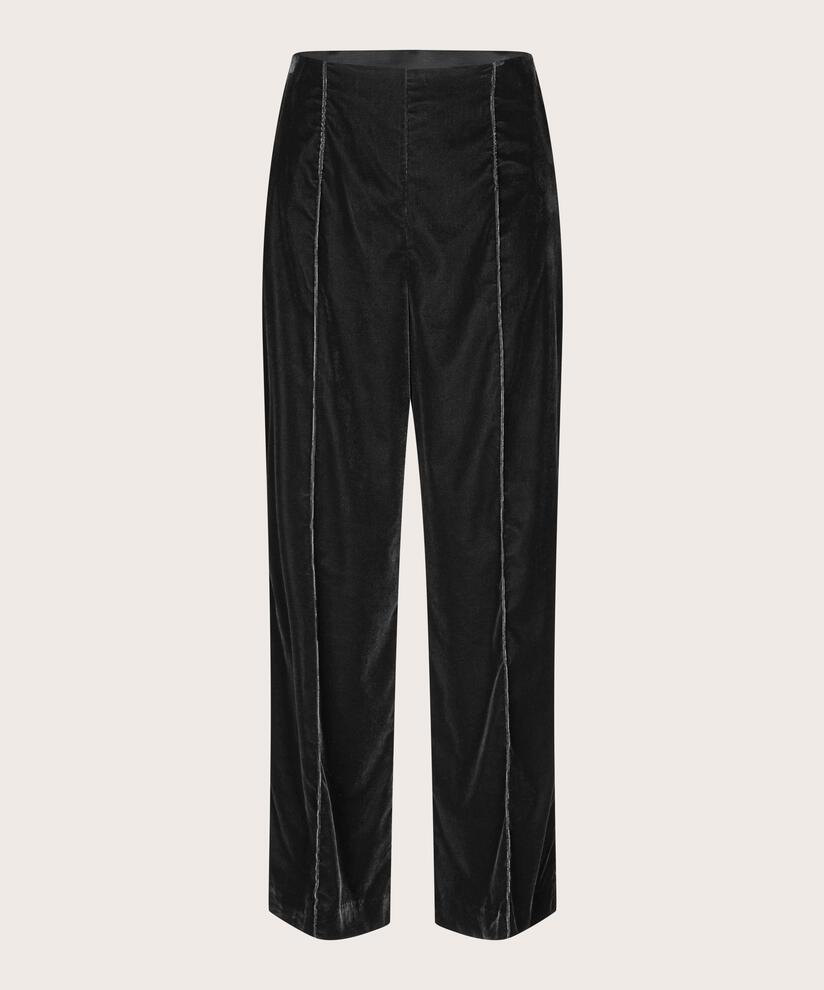 pantalon en velours avec taille élastique, Black