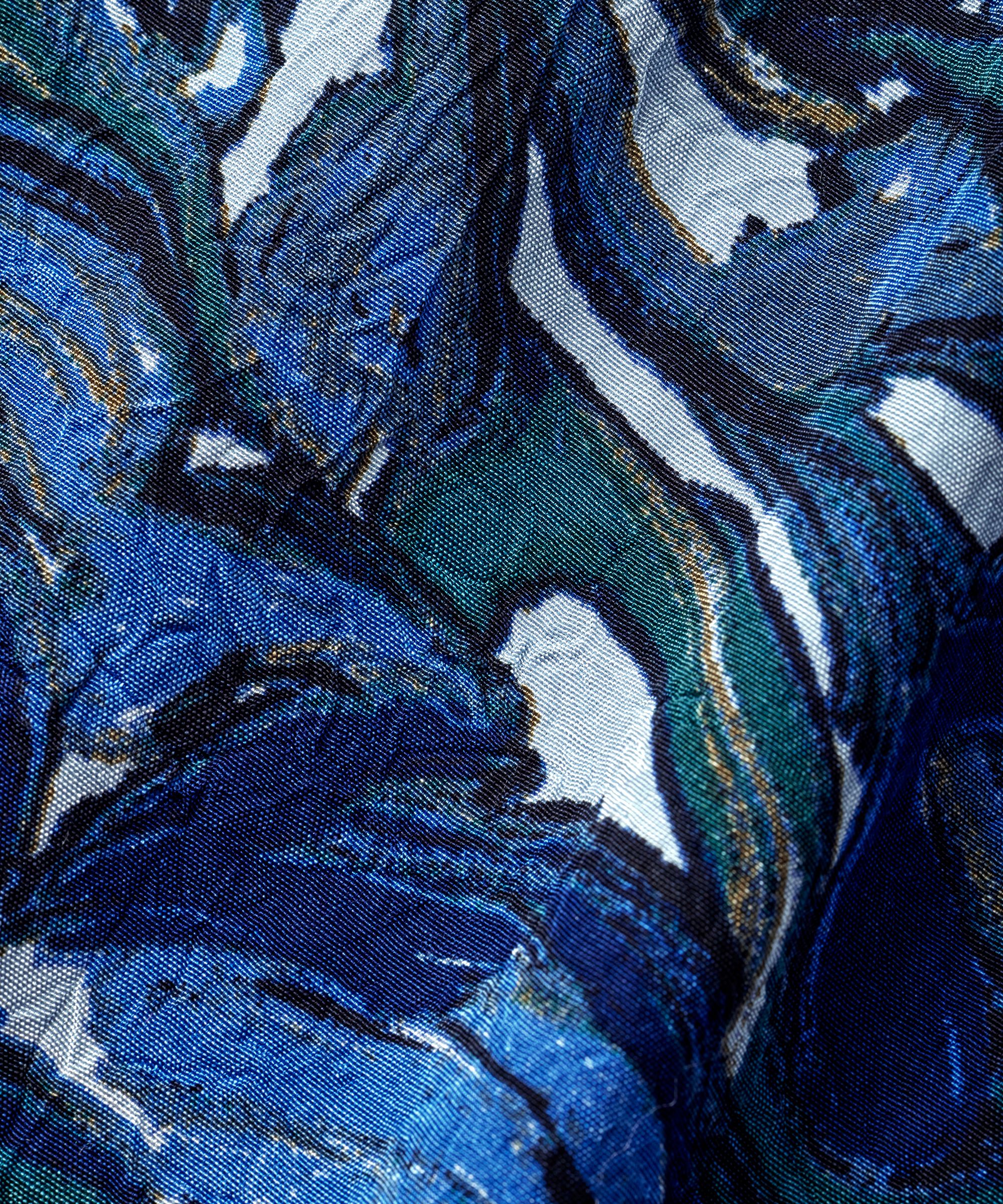 robe en viscose imprimée à manches longues, Blue Fog