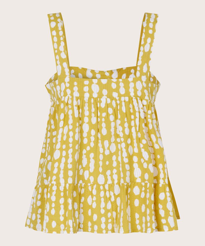 top en coton imprimé à larges bretelles, Oil Yellow