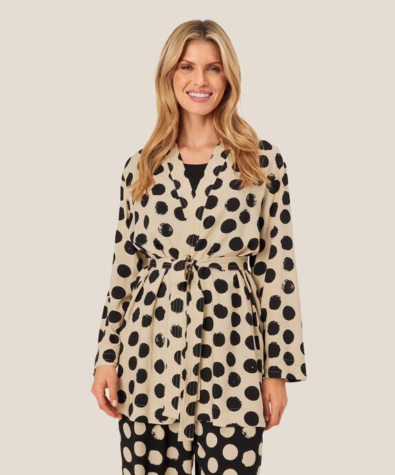 veste à pois avec lien à la taille, Fog