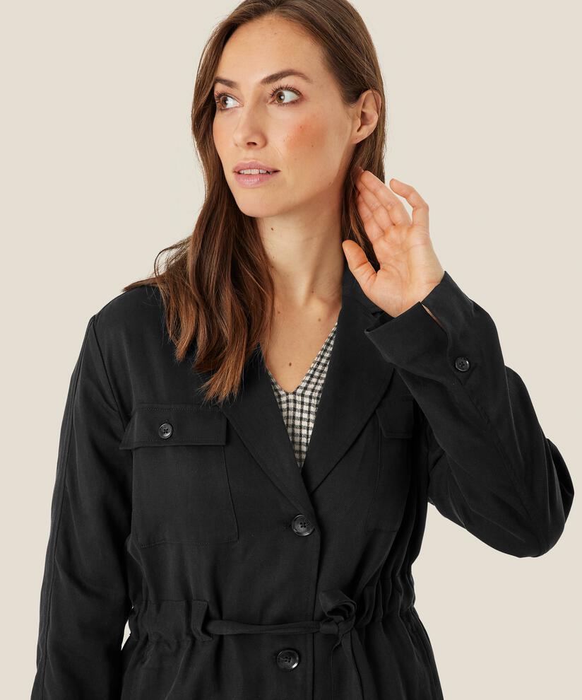veste avec poches et liens à la taille, Black