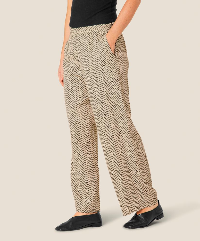 pantalon imprimé en viscose avec taille élastique, Fog