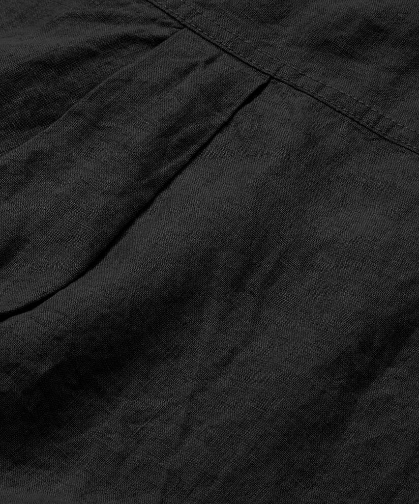 robe-chemise en lin avec manches trois-quarts, Black