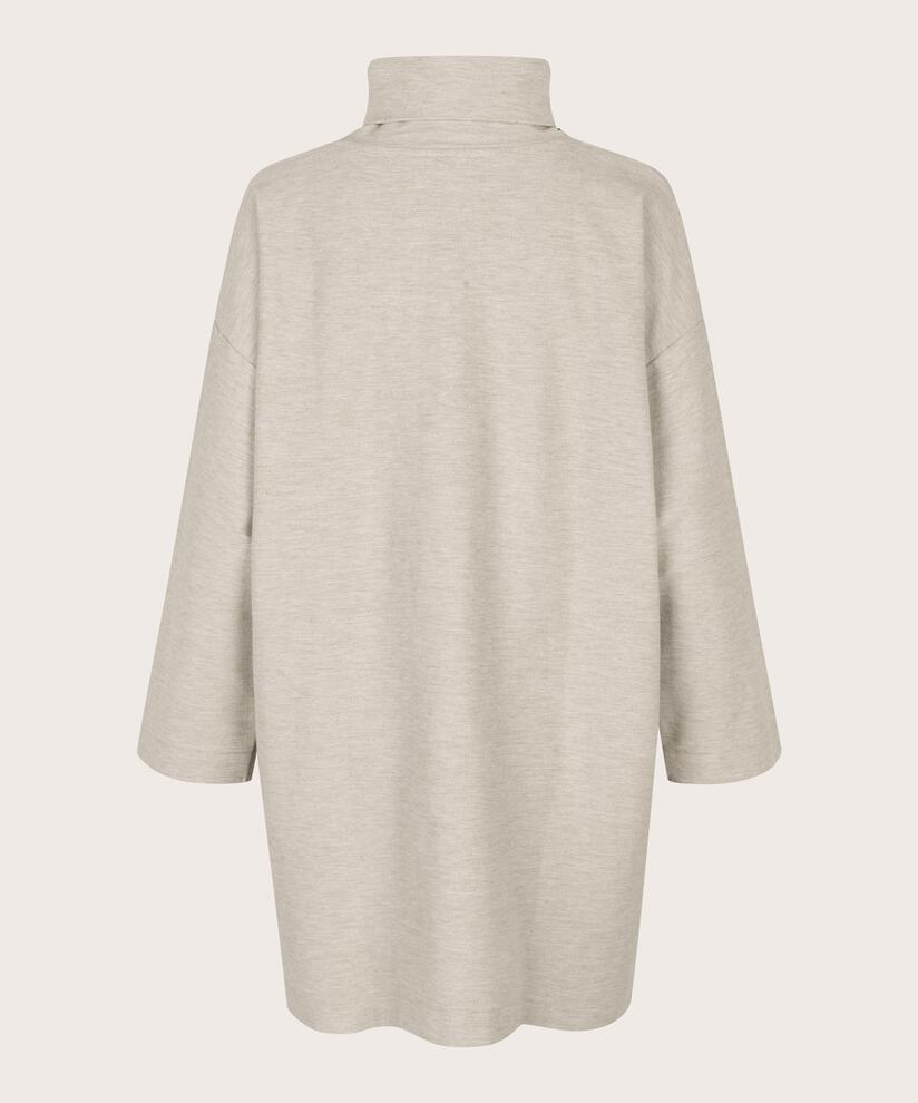 tunique en jersey à manches longues et col roulé, Beige melange