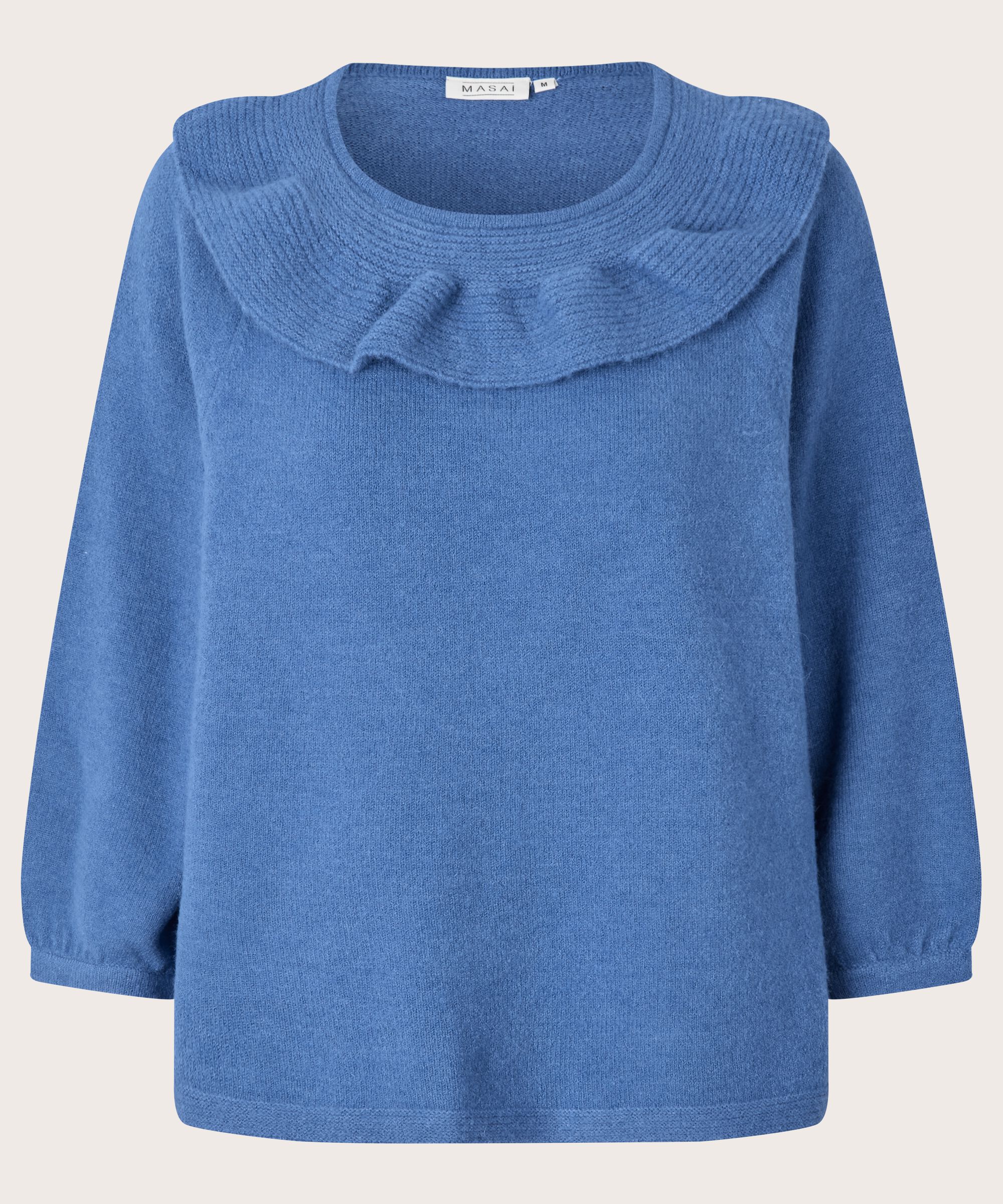 pull en maille avec col côtelé, Federal Blue