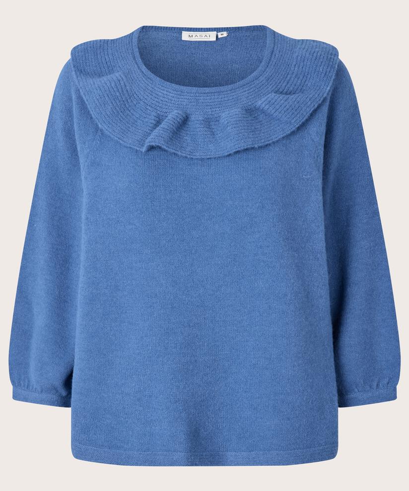 pull en maille avec col côtelé, Federal Blue