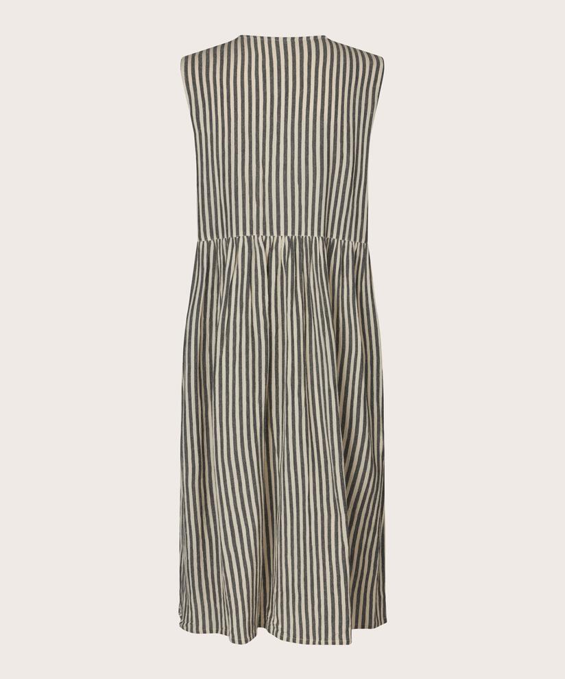robe rayée en coton mélangé avec boutons sur le devant, Black